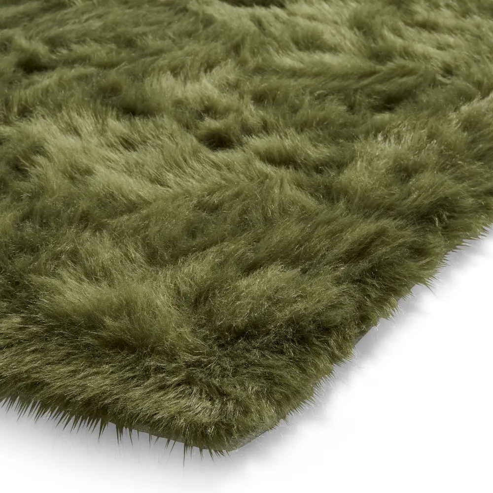 Polar Plush Olive Green Soft Shaggy Rug - Image 7