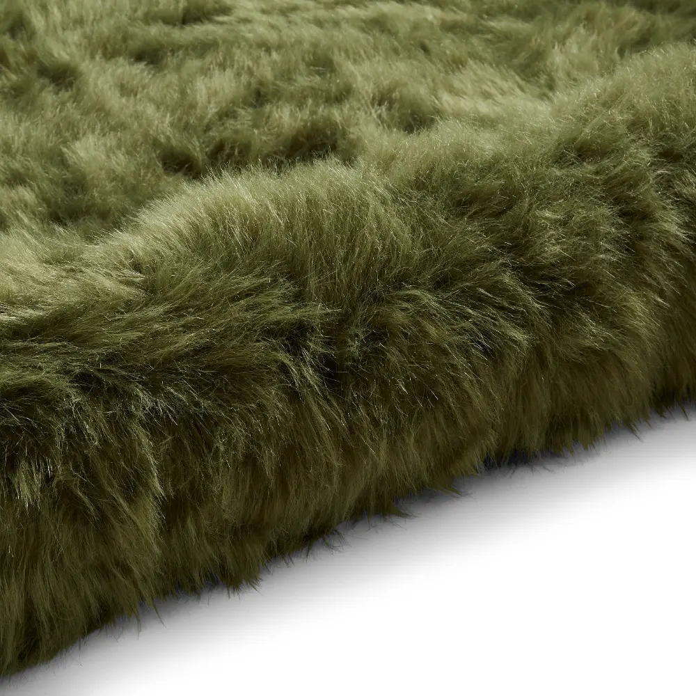 Polar Plush Olive Green Soft Shaggy Rug - Image 9