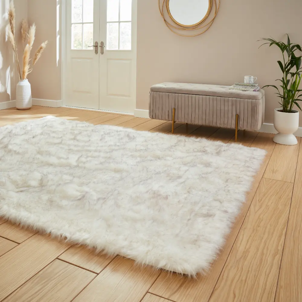 Polar Plush White/Grey Soft Shaggy Rug - Image 2