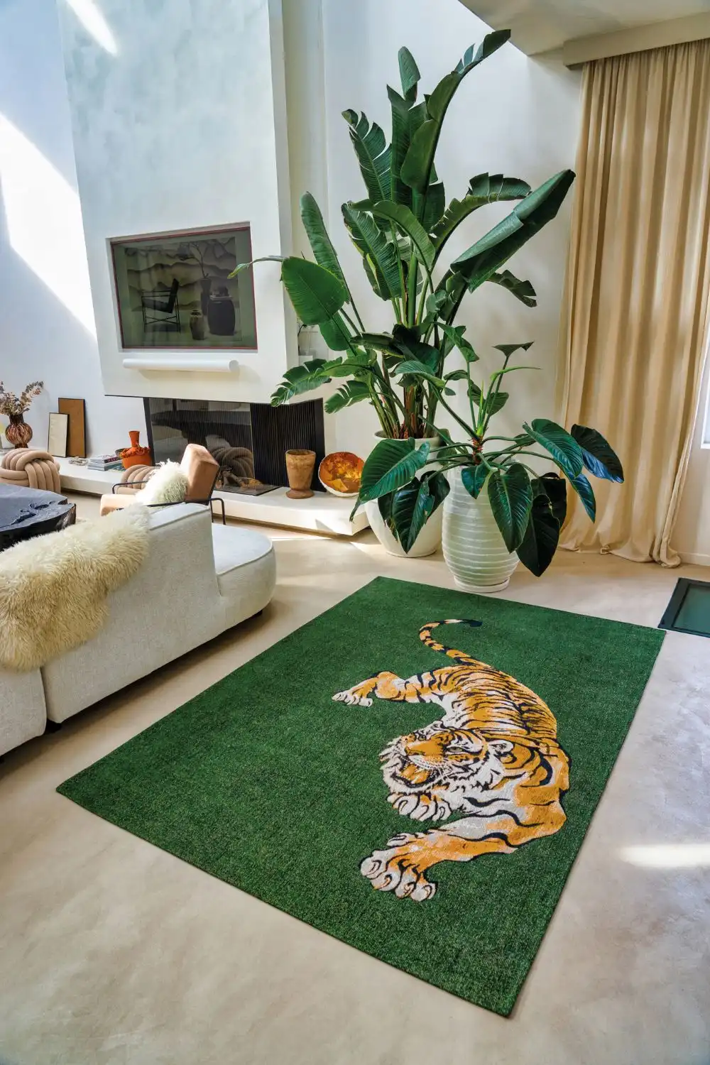 Pop by Louis 9388 Tiger Green On Fire Washable Rug