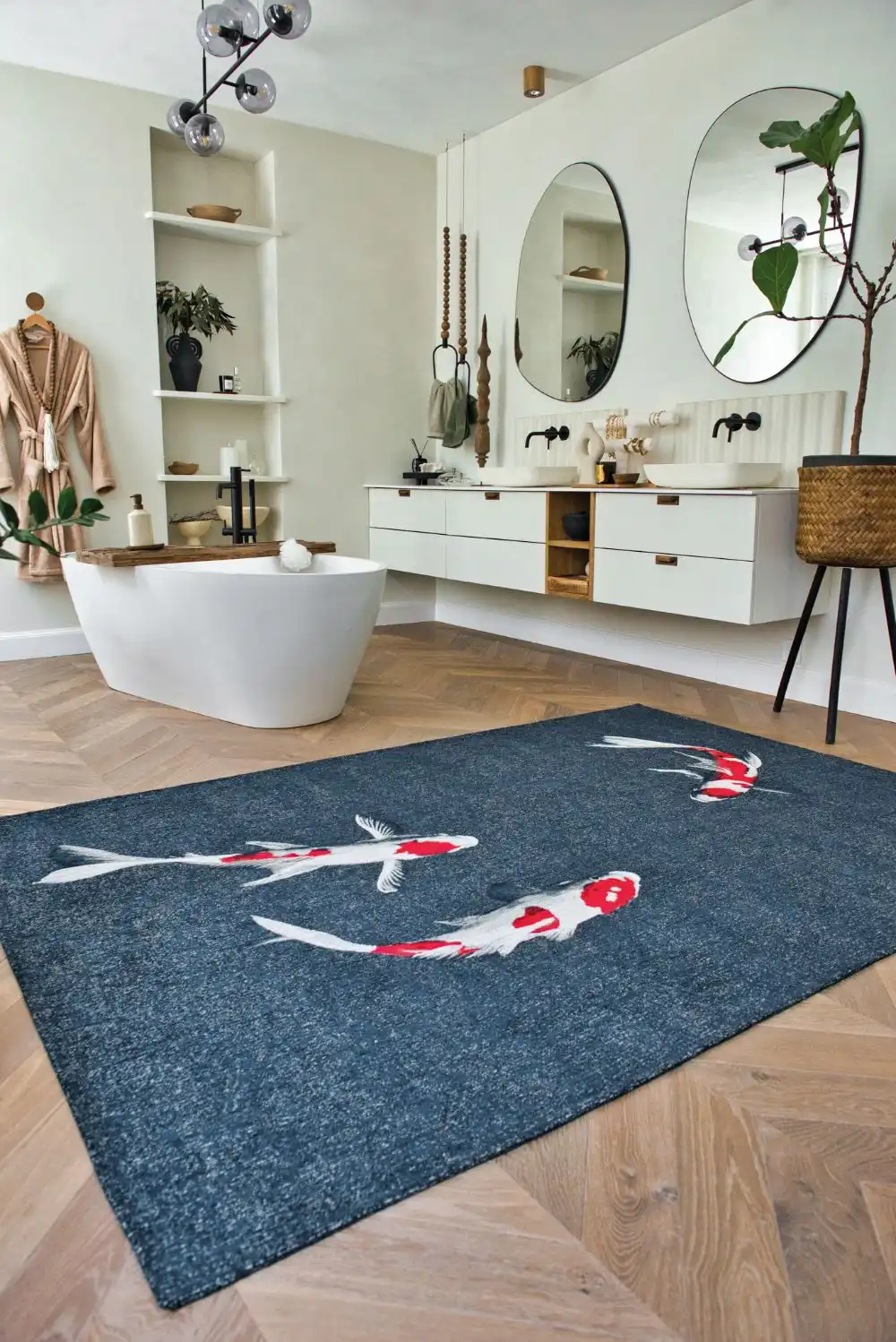 Pop by Louis 9390 Koi Japanese Pond Washable Rug