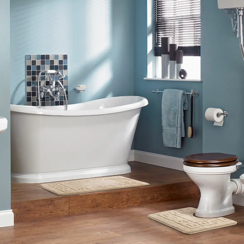 Poppy 2-Piece Machine Washable Non-Slip Beige Bathroom Rug Set - Image 3