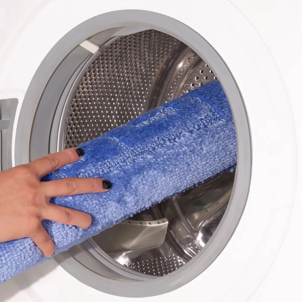 Poppy 2-Piece Machine Washable Non-Slip Blue Bathroom Rug Set - Image 2