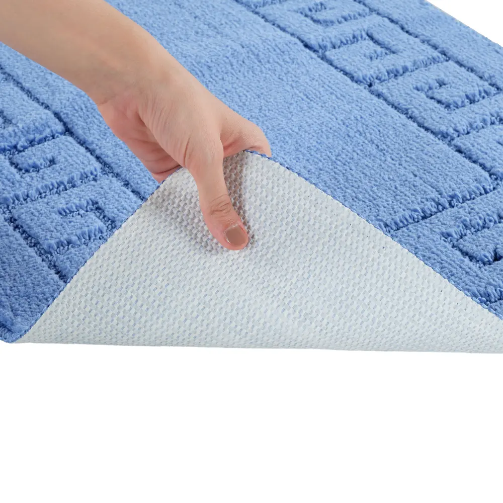 Poppy 2-Piece Machine Washable Non-Slip Blue Bathroom Rug Set - Image 4