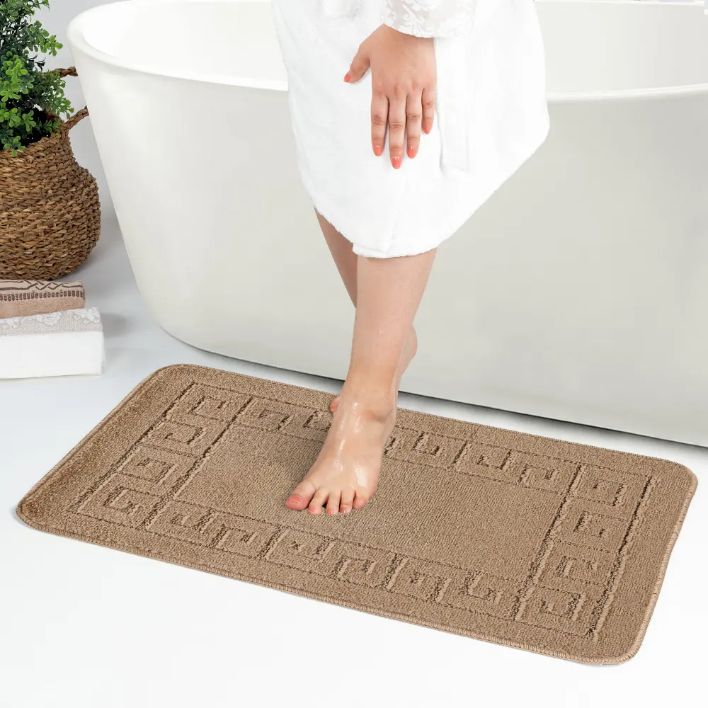 Poppy 2-Piece Machine Washable Non-Slip Brown Bathroom Rug Set - Image 3