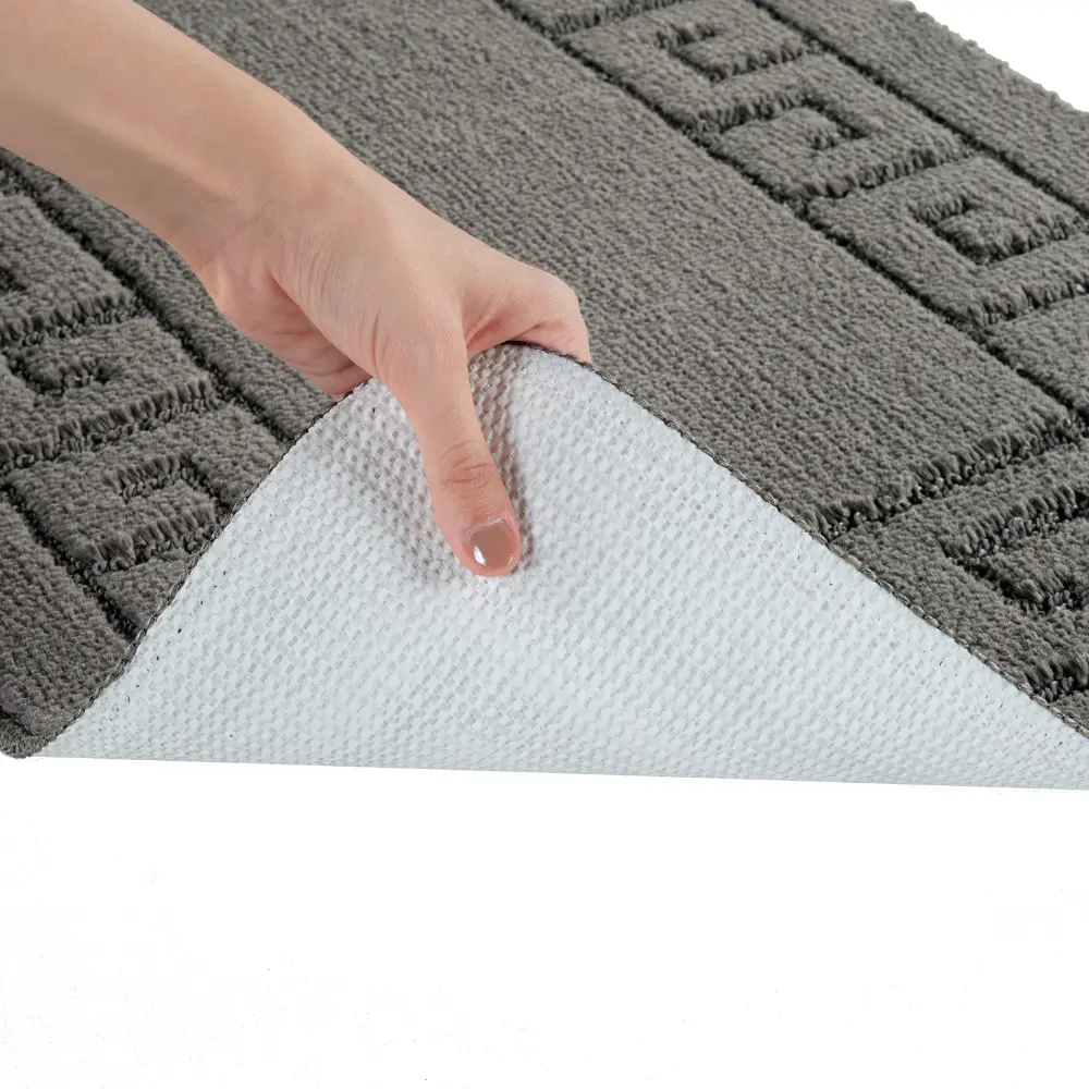 Poppy 2-Piece Machine Washable Non-Slip Dark Grey Bathroom Rug Set - Image 6