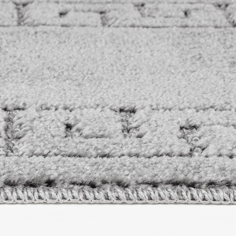 Poppy 2-Piece Machine Washable Non-Slip Grey Bathroom Rug Set - Image 3