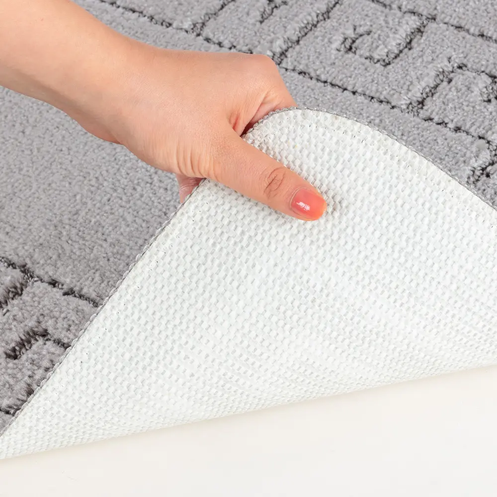 Poppy 2-Piece Machine Washable Non-Slip Grey Bathroom Rug Set - Image 7