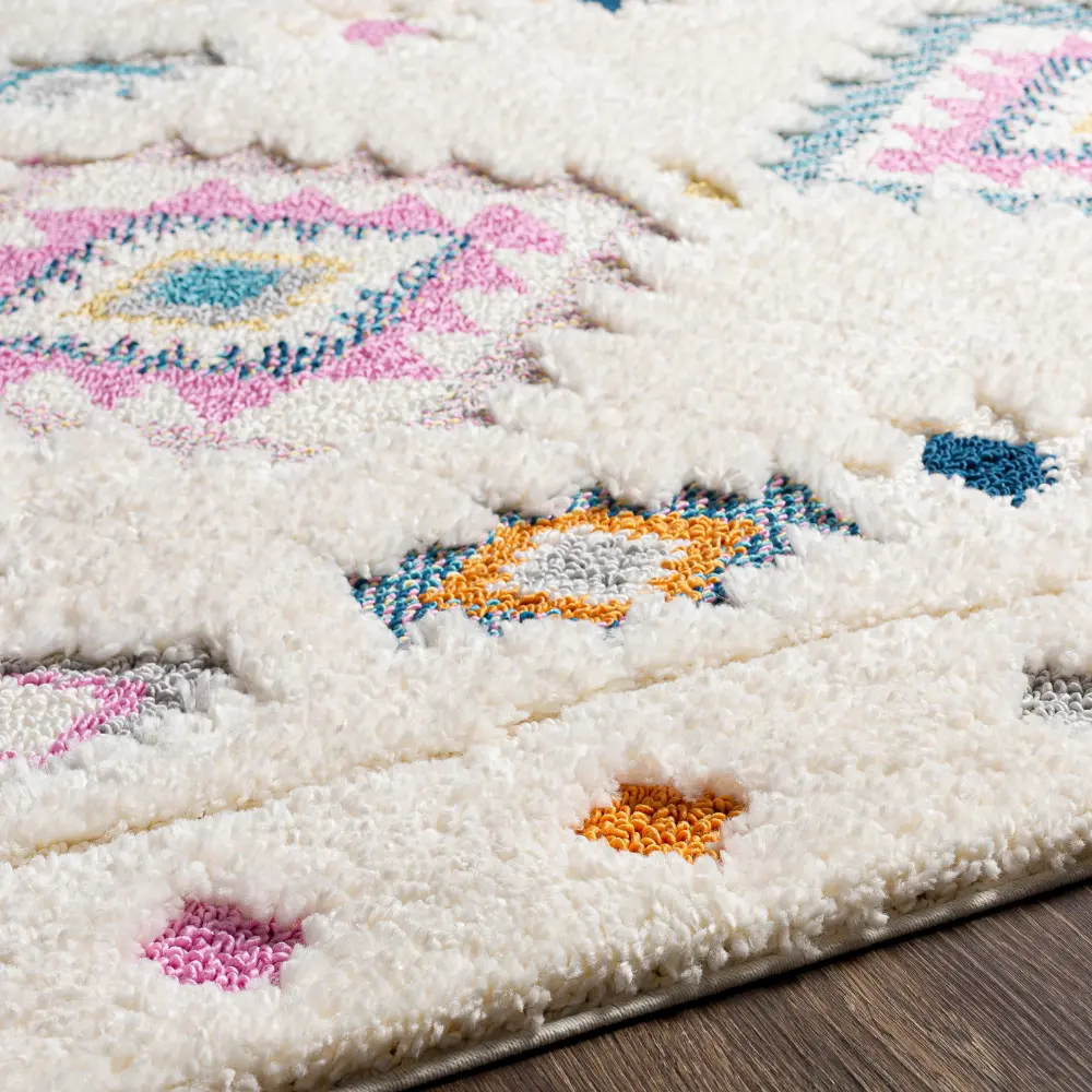 Pukyu Shaggy Modern Boho Plush Pile Ivory Rug - Image 2