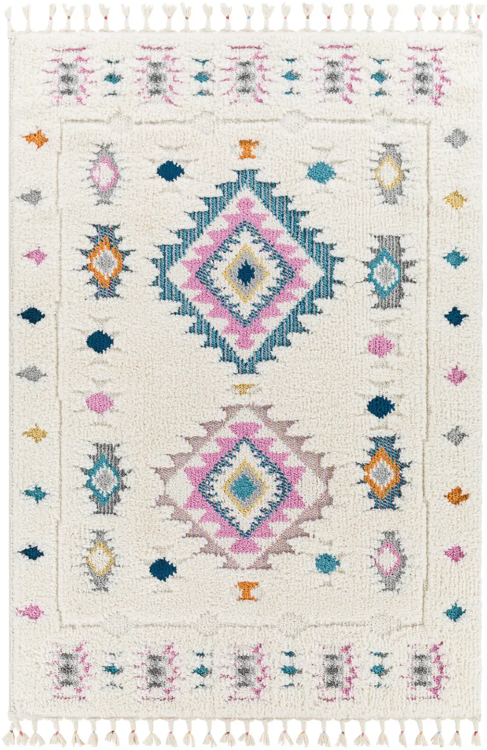 Pukyu Shaggy Modern Boho Plush Pile Ivory Rug - Image 3
