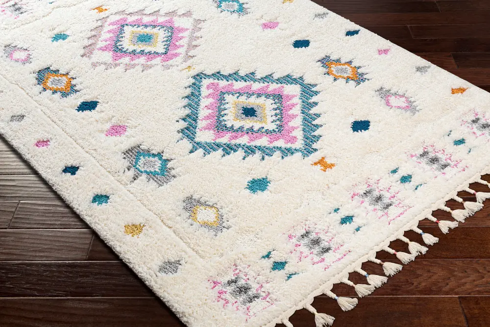 Pukyu Shaggy Modern Boho Plush Pile Ivory Rug - Image 4