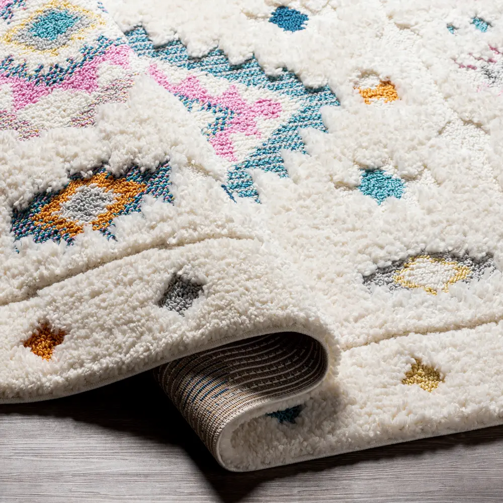Pukyu Shaggy Modern Boho Plush Pile Ivory Rug - Image 6