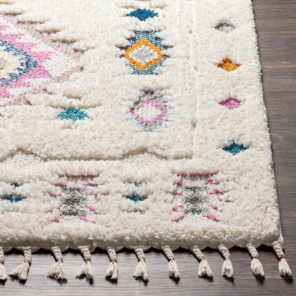 Pukyu Shaggy Modern Boho Plush Pile Ivory Rug - Image 7