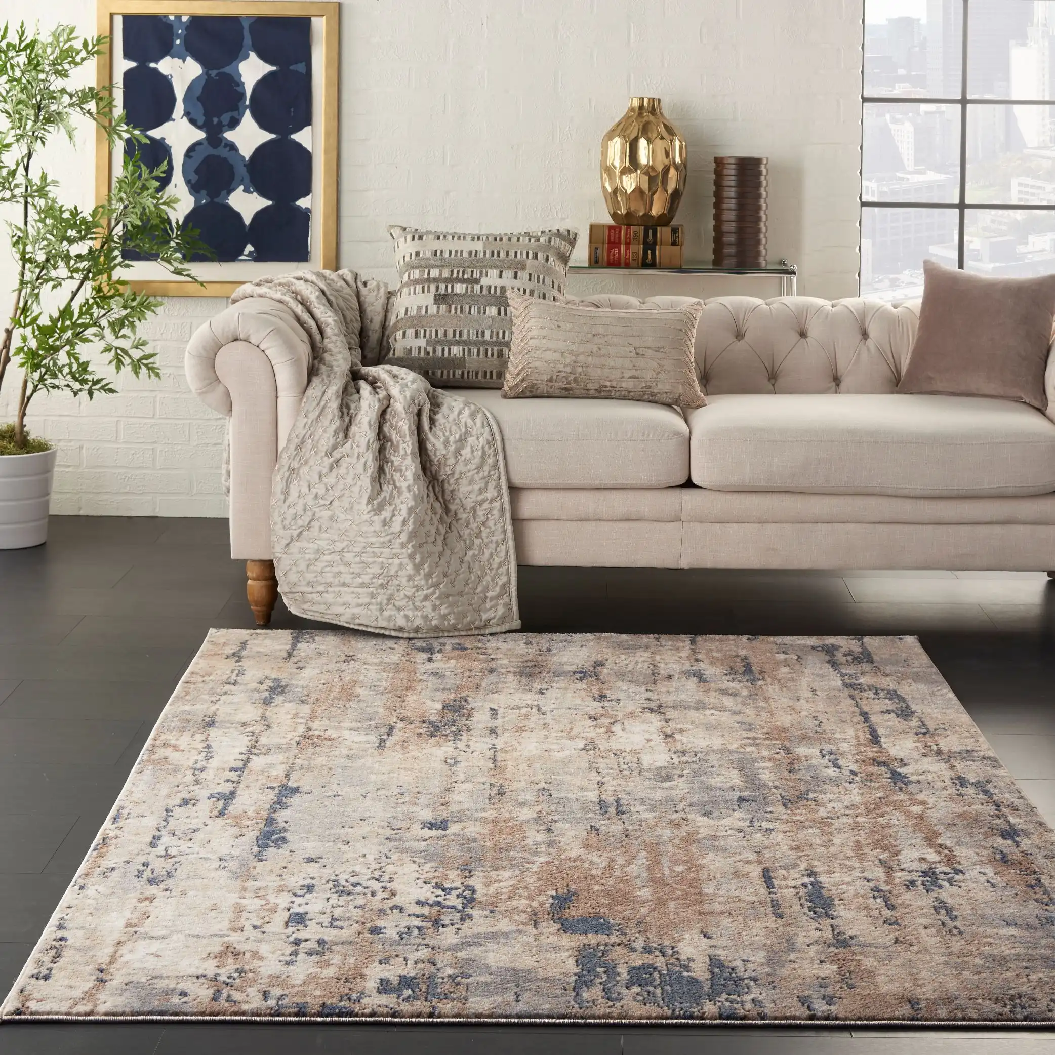 Quarry QUA01 Beige Grey Rug - Image 4