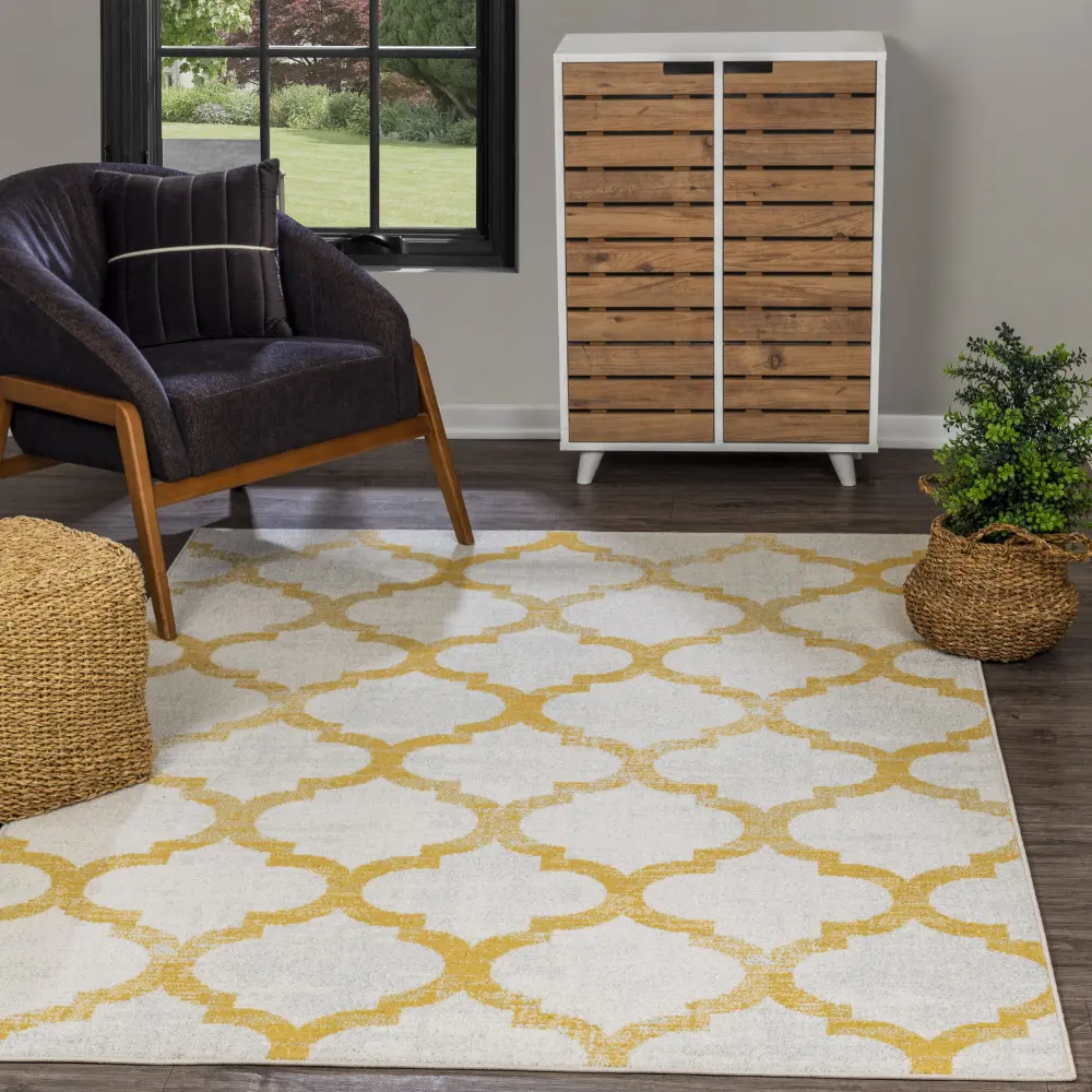 Quinn Vintage Oriental Boho Yellow Rug