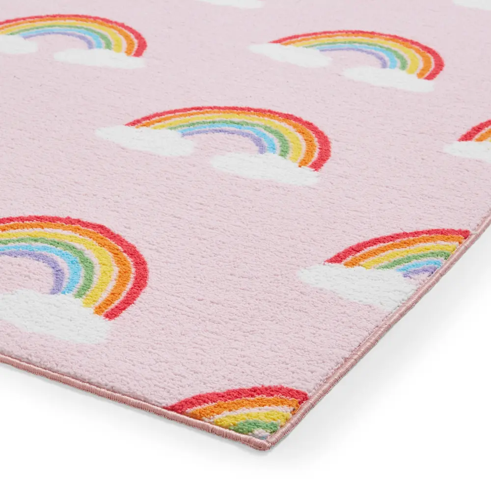 Catherine Lansfield Rainbow Hearts Pink - Washable - Image 3
