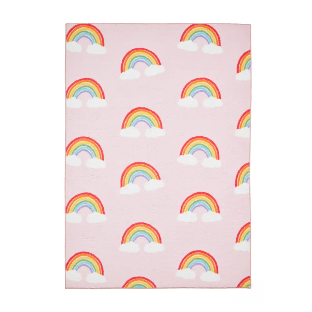 Catherine Lansfield Rainbow Hearts Pink - Washable - Image 6