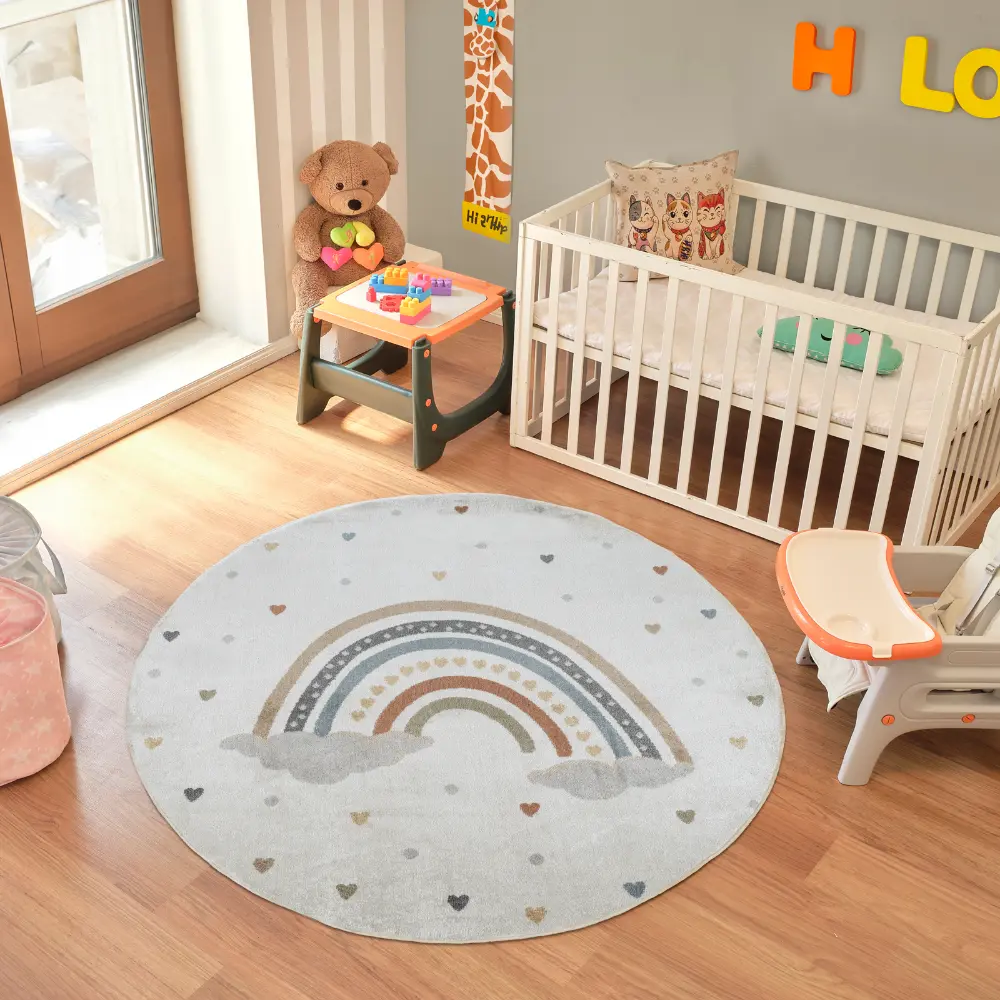 Raini-Bow Kids Machine Washable Multicolour Bedroom Rug - Image 11