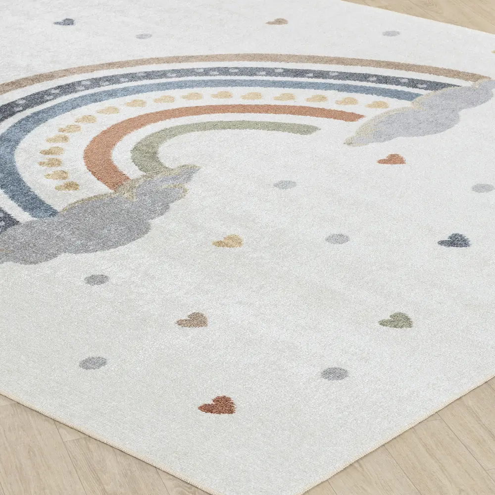 Raini-Bow Kids Machine Washable Multicolour Bedroom Rug - Image 12