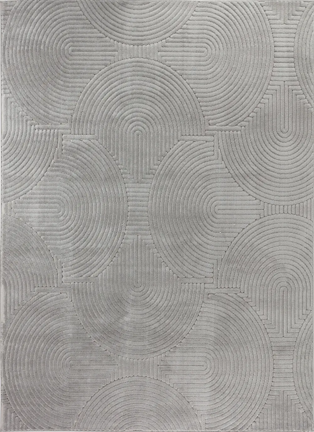Reyko In- & Outdoor 3D High & Low Pile Textured Grey Rug - Image 3
