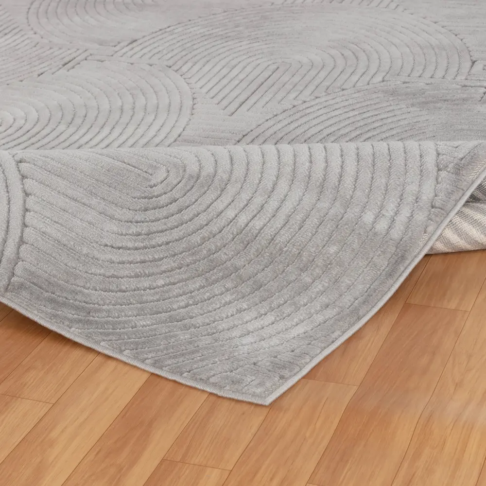 Reyko In- & Outdoor 3D High & Low Pile Textured Grey Rug - Image 5