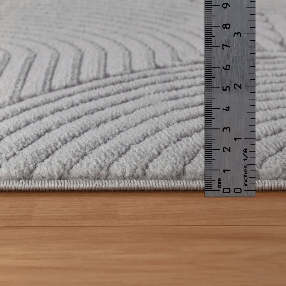 Reyko In- & Outdoor 3D High & Low Pile Textured Grey Rug - Image 7