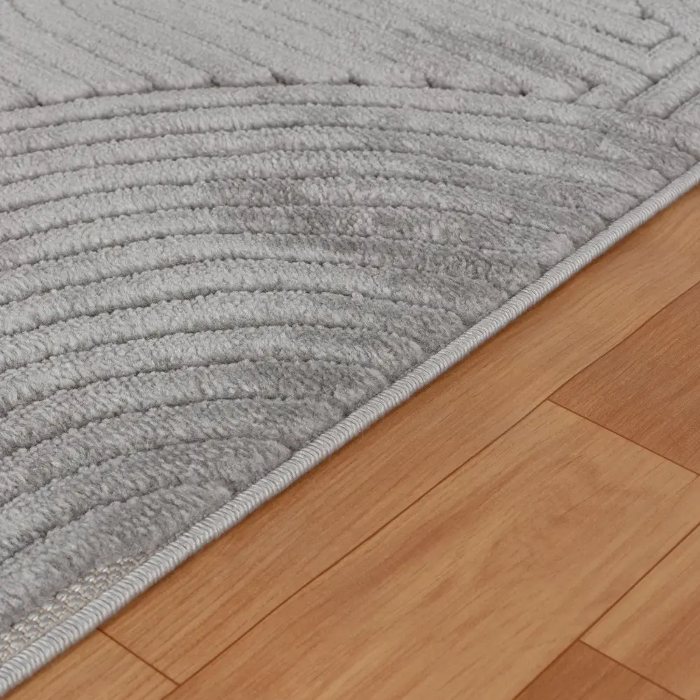Reyko In- & Outdoor 3D High & Low Pile Textured Grey Rug - Image 9