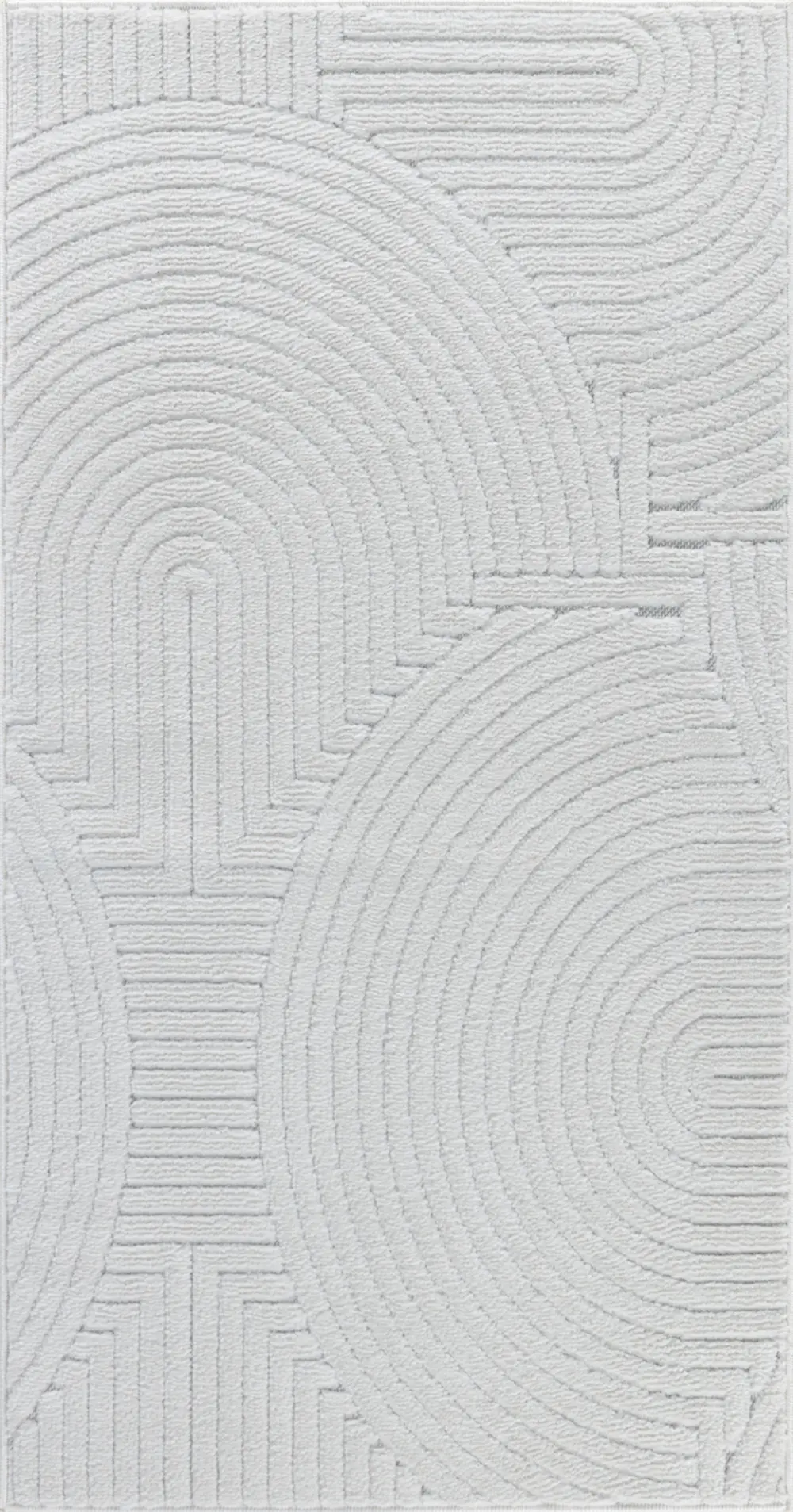Reyko In- & Outdoor 3D High & Low Pile Textured White Rug - Image 2