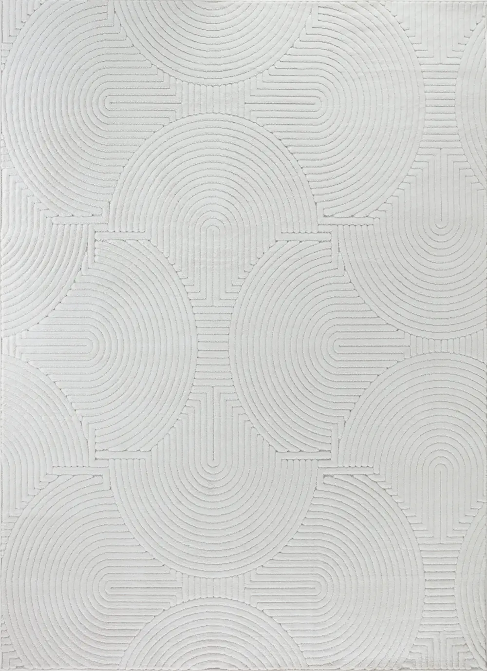 Reyko In- & Outdoor 3D High & Low Pile Textured White Rug - Image 6