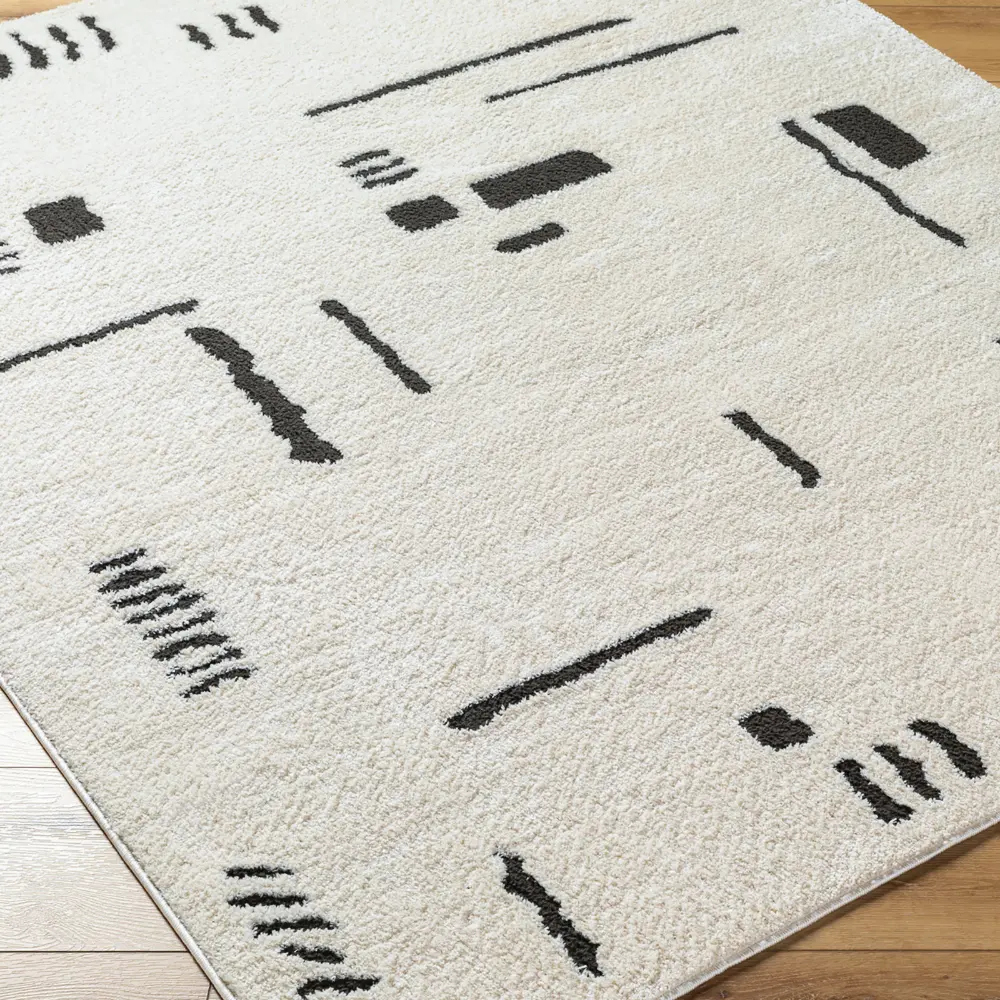 Rita Scandi Modern High Pile Black Rug - Image 4