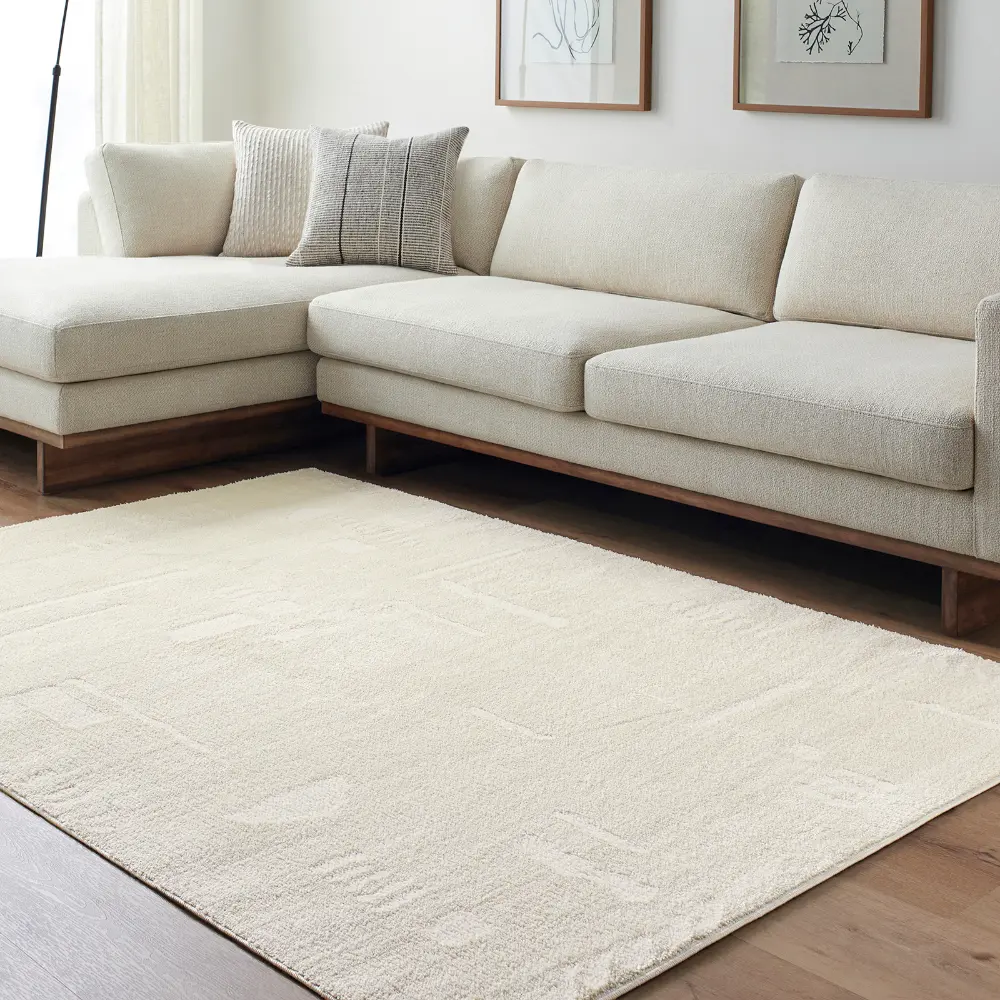 Rita Scandi Modern High Pile Off-White Rug