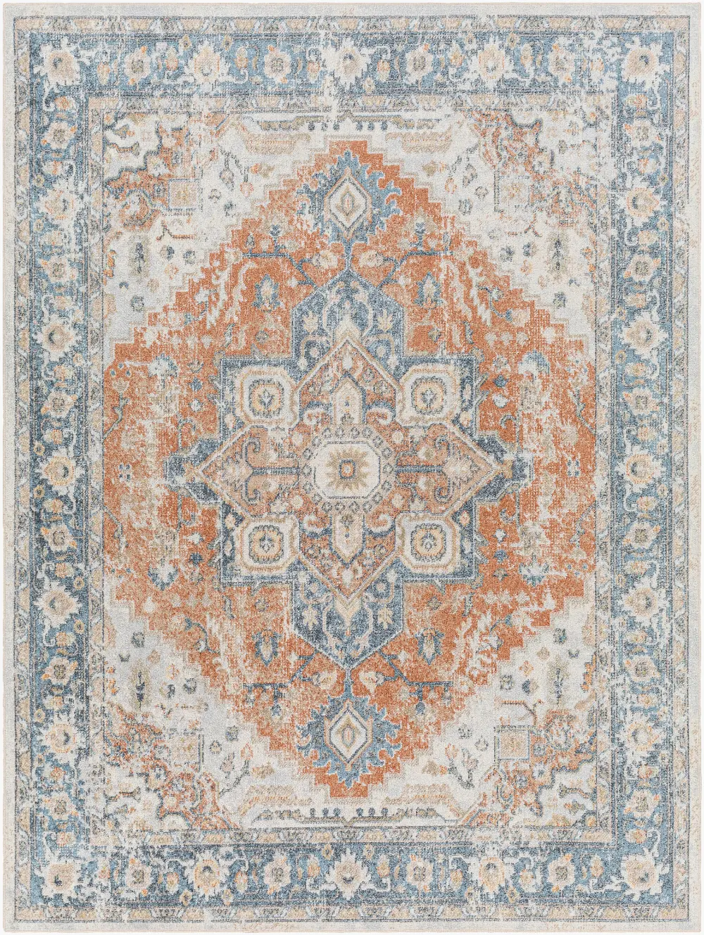 River Machine Washable Oriental Boho Burnt Orange Rug - Image 5