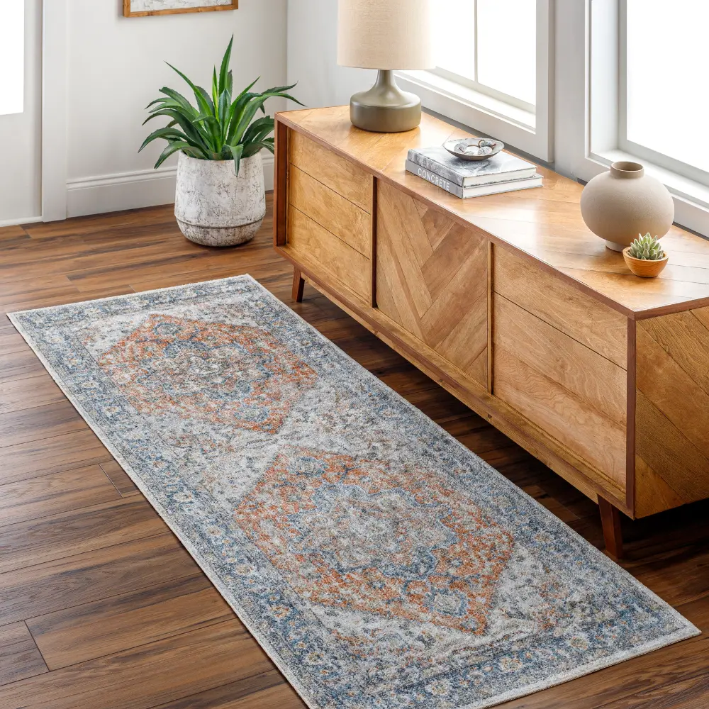 River Machine Washable Oriental Boho Burnt Orange Rug - Image 6