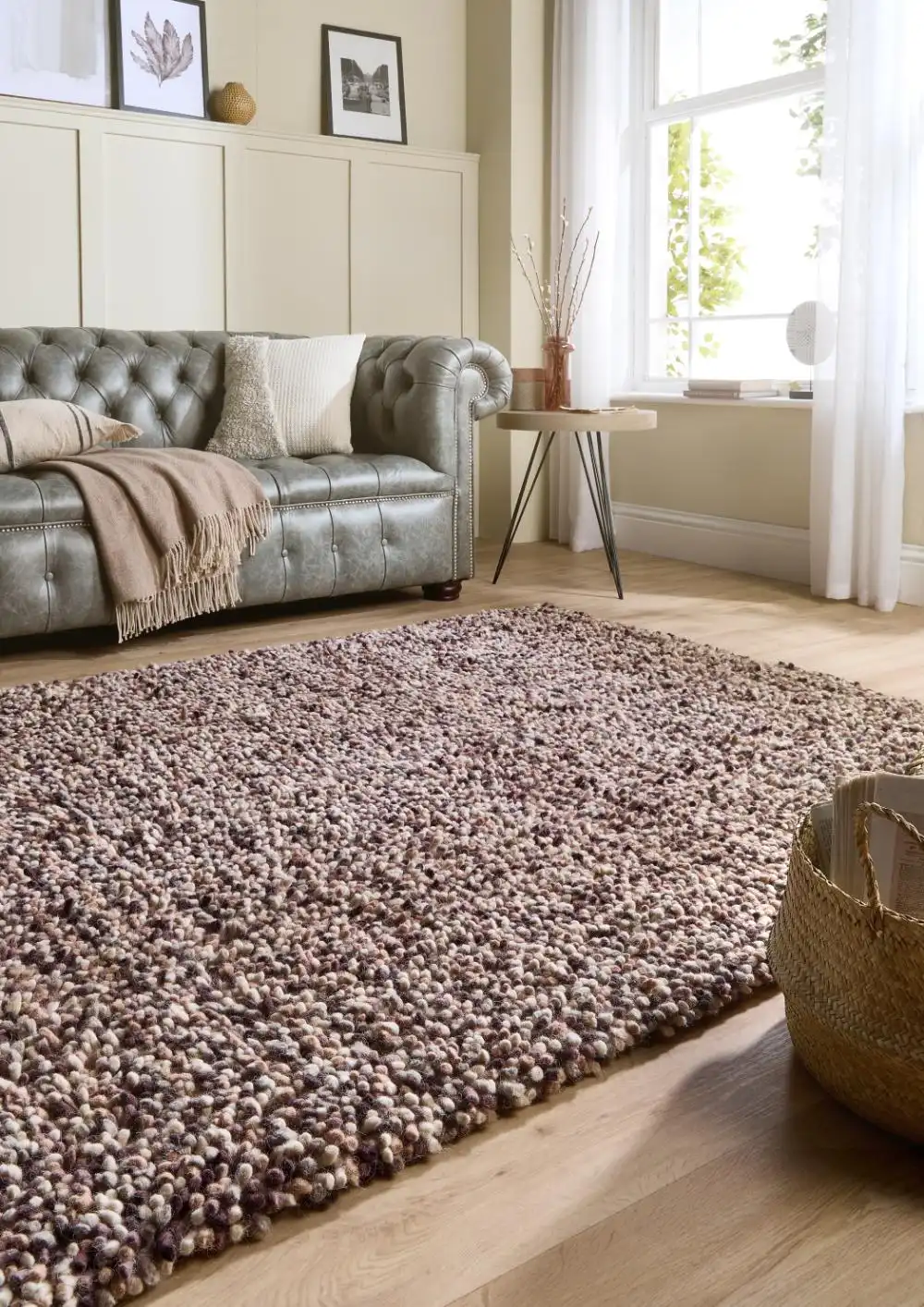 Rocks Shaggy Natural Rug