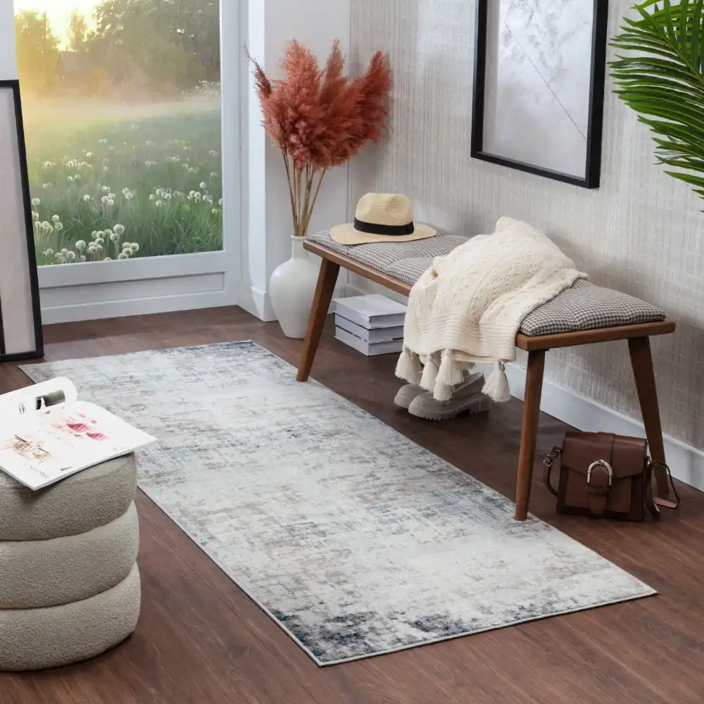 Alix Abstract Modern Marble Blue/Ivory Rug - Image 10