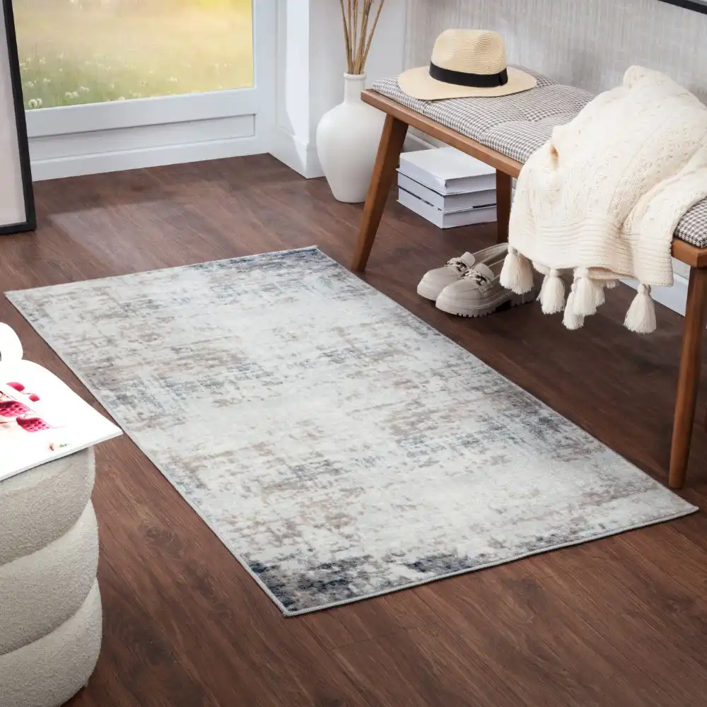 Alix Abstract Modern Marble Blue/Ivory Rug - Image 5