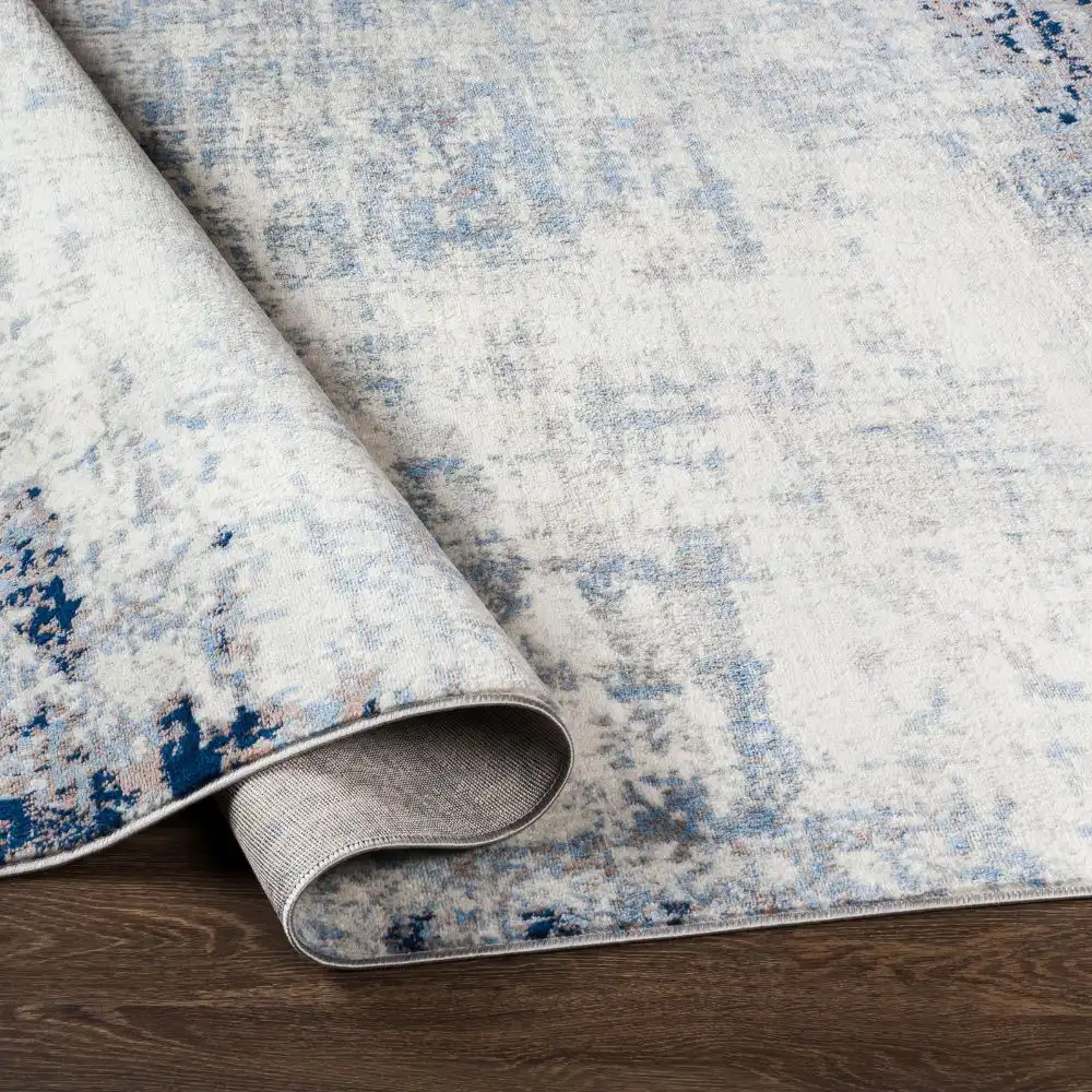 Alix Abstract Modern Marble Dark Blue Rug - Image 4