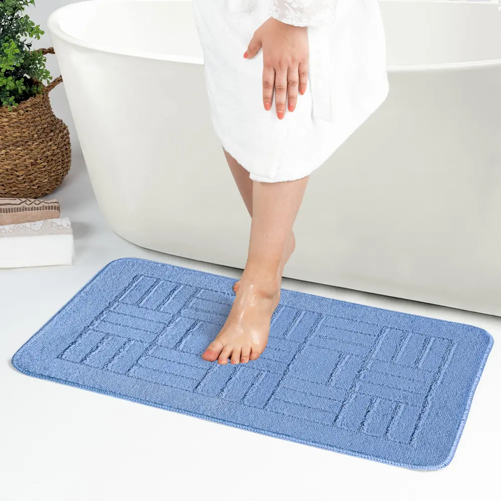 Royal 2-Piece Machine Washable Non-Slip Blue Bathroom Rug Set - Image 2