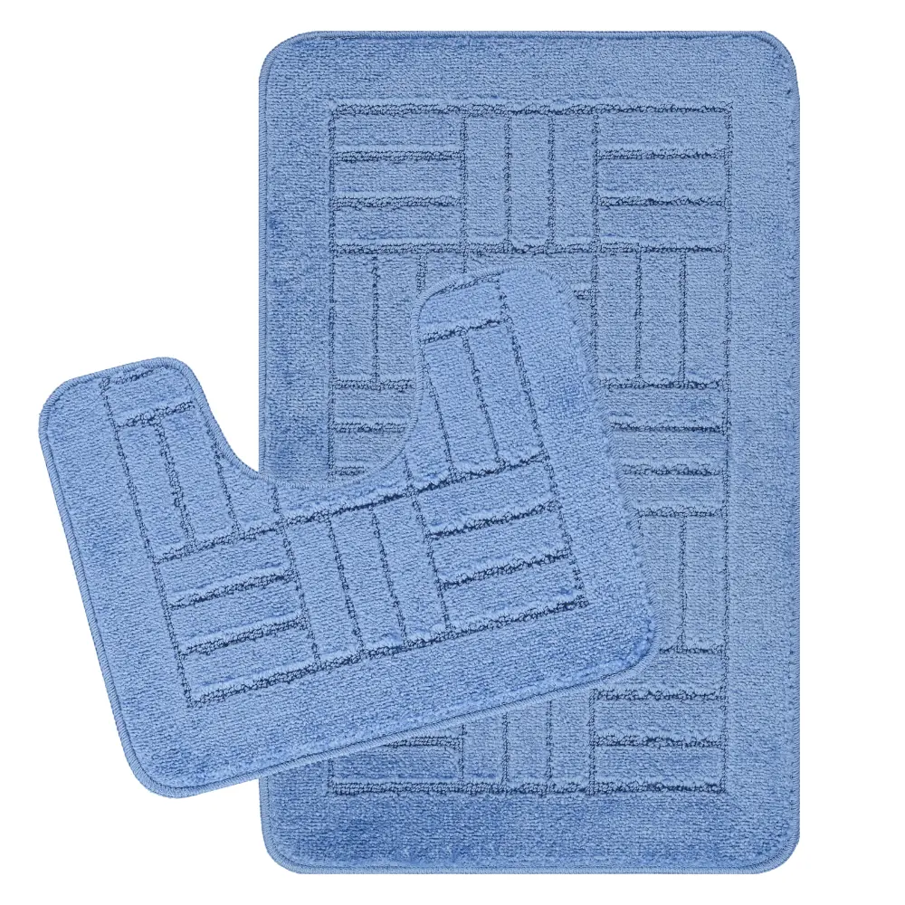 Royal 2-Piece Machine Washable Non-Slip Blue Bathroom Rug Set - Image 8