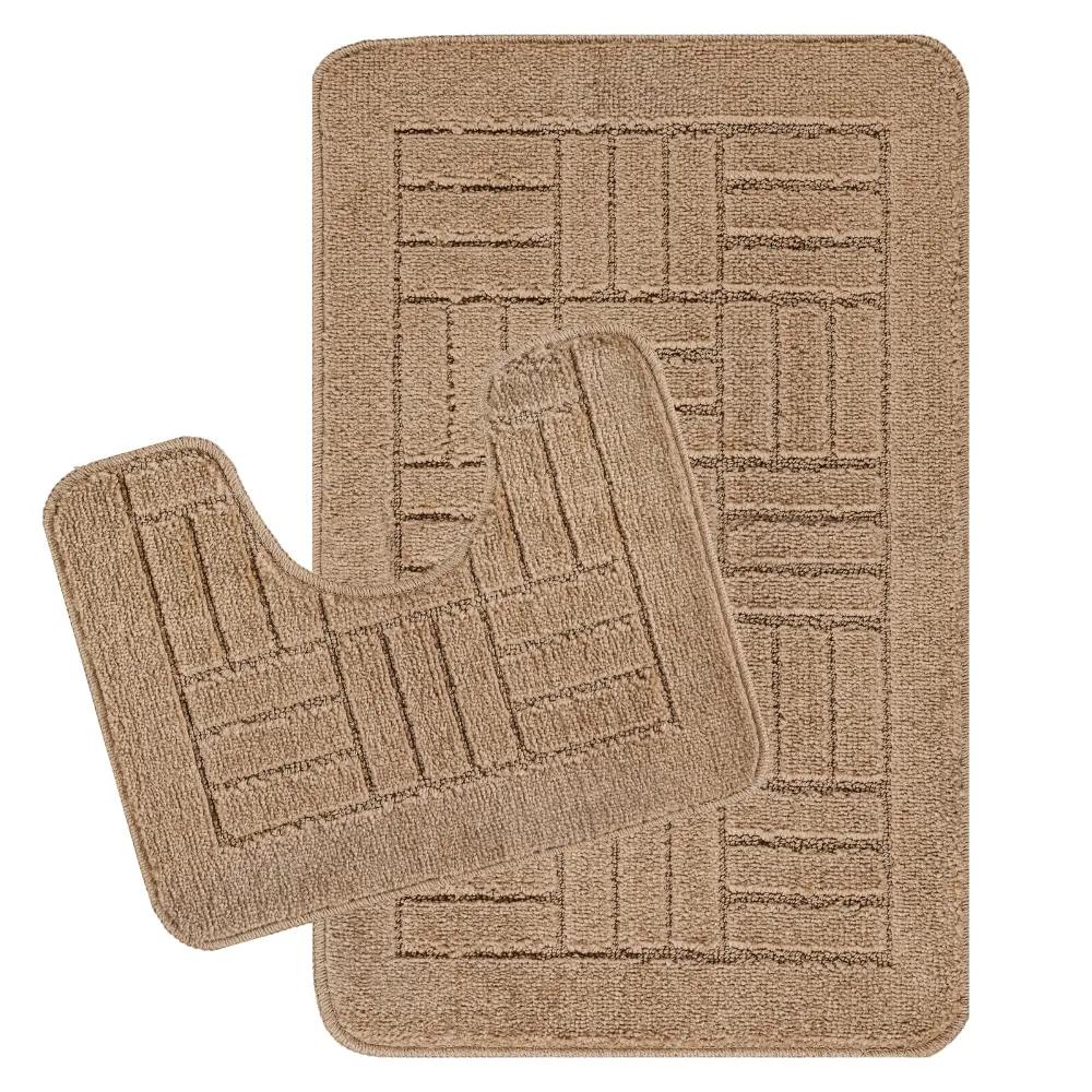 Royal 2-Piece Machine Washable Non-Slip Brown Bathroom Rug Set - Image 7