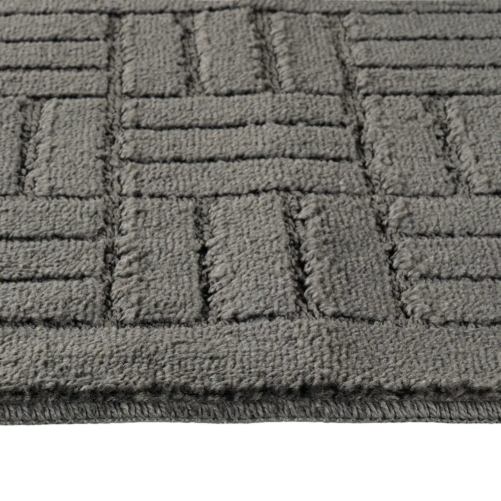 Royal 2-Piece Machine Washable Non-Slip Dark Grey Bathroom Rug Set - Image 5