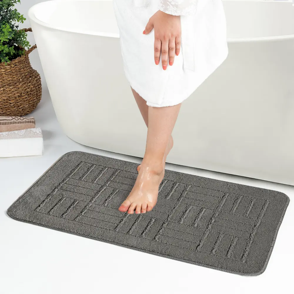 Royal 2-Piece Machine Washable Non-Slip Dark Grey Bathroom Rug Set - Image 7