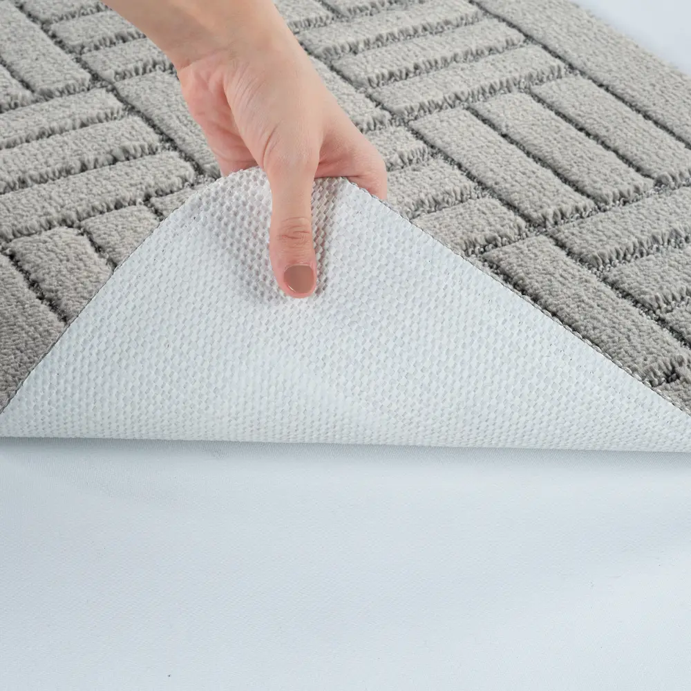 Royal 2-Piece Machine Washable Non-Slip Light Grey Bathroom Rug Set - Image 2