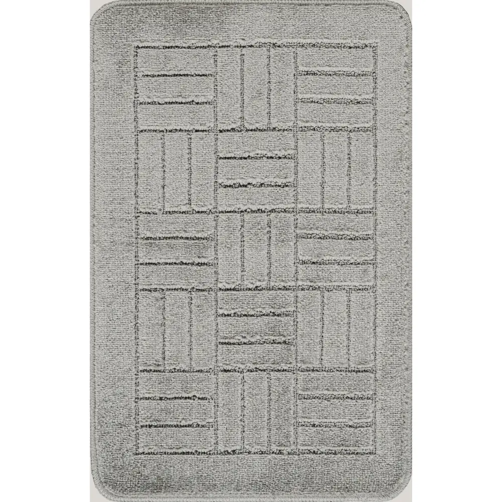 Royal 2-Piece Machine Washable Non-Slip Light Grey Bathroom Rug Set - Image 3
