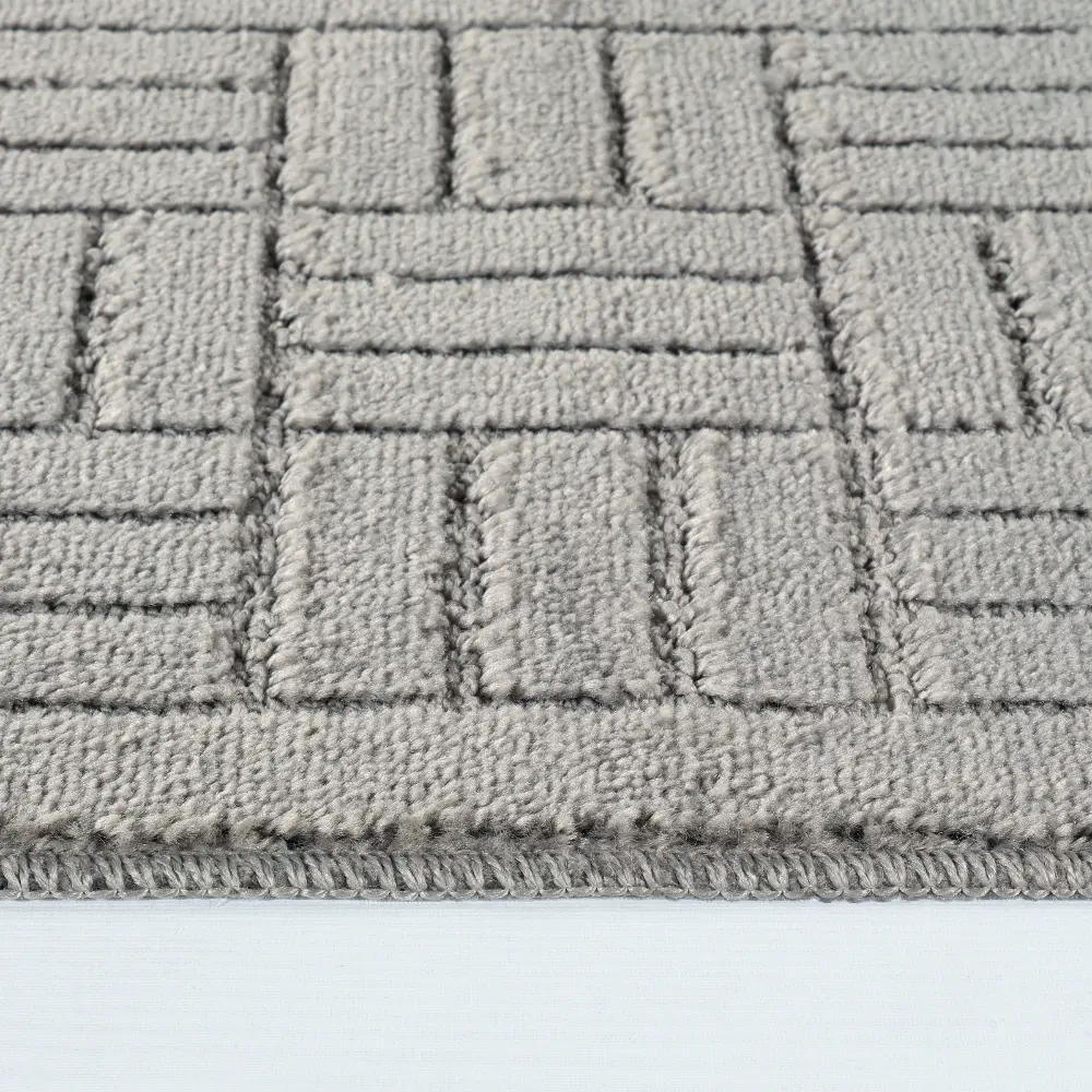 Royal 2-Piece Machine Washable Non-Slip Light Grey Bathroom Rug Set - Image 6