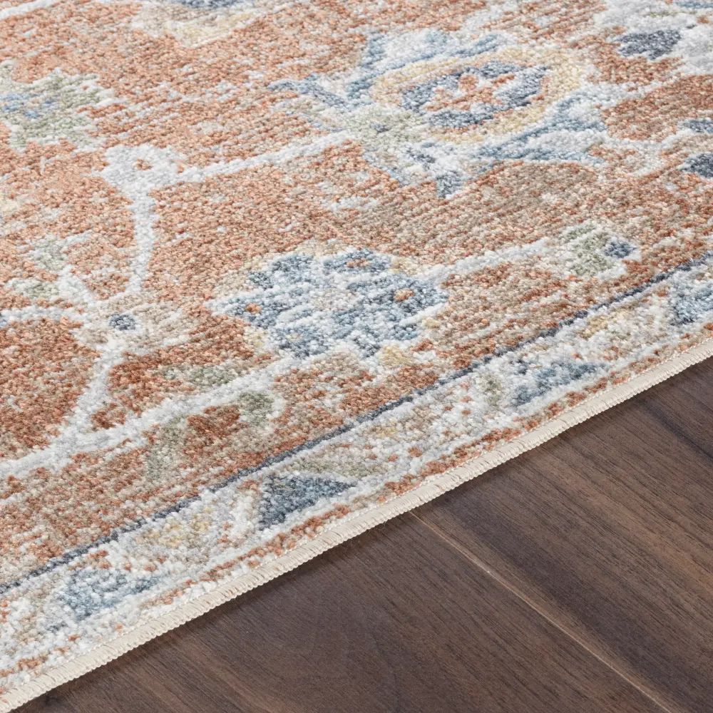 Ruby Machine Washable Oriental Boho Burnt Orange Rug - Image 10
