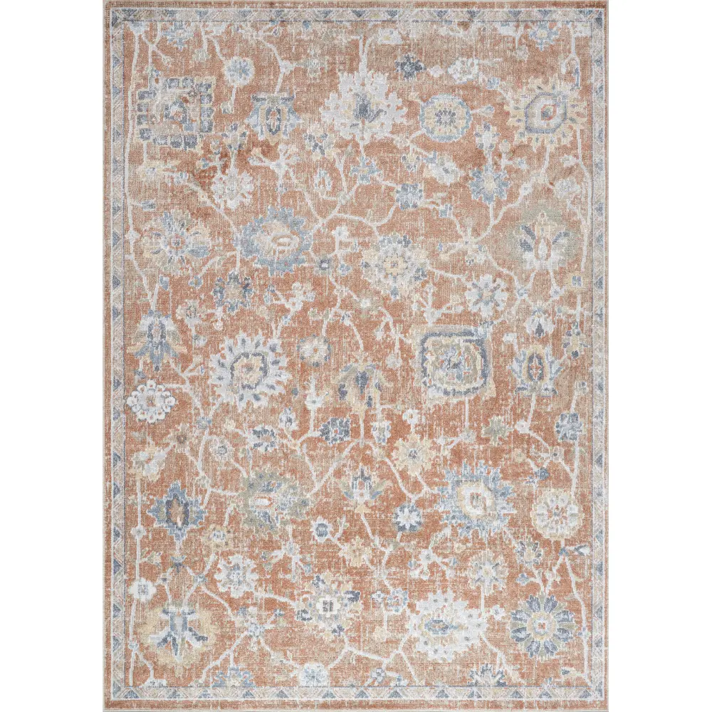 Ruby Machine Washable Oriental Boho Burnt Orange Rug - Image 2