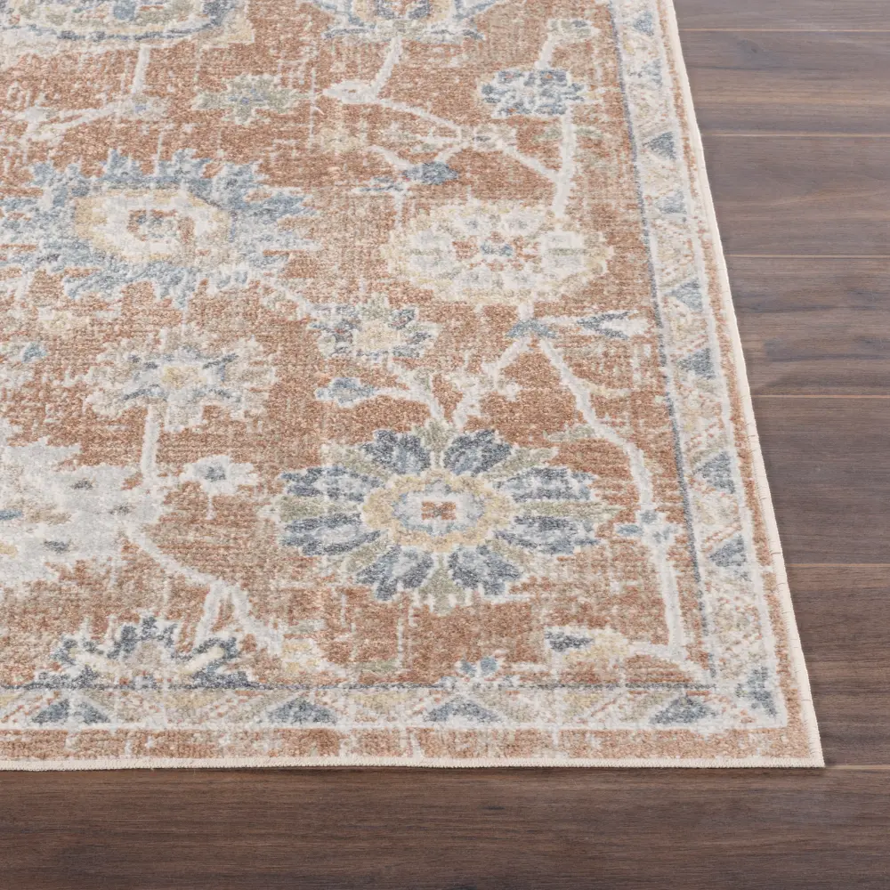 Ruby Machine Washable Oriental Boho Burnt Orange Rug - Image 6