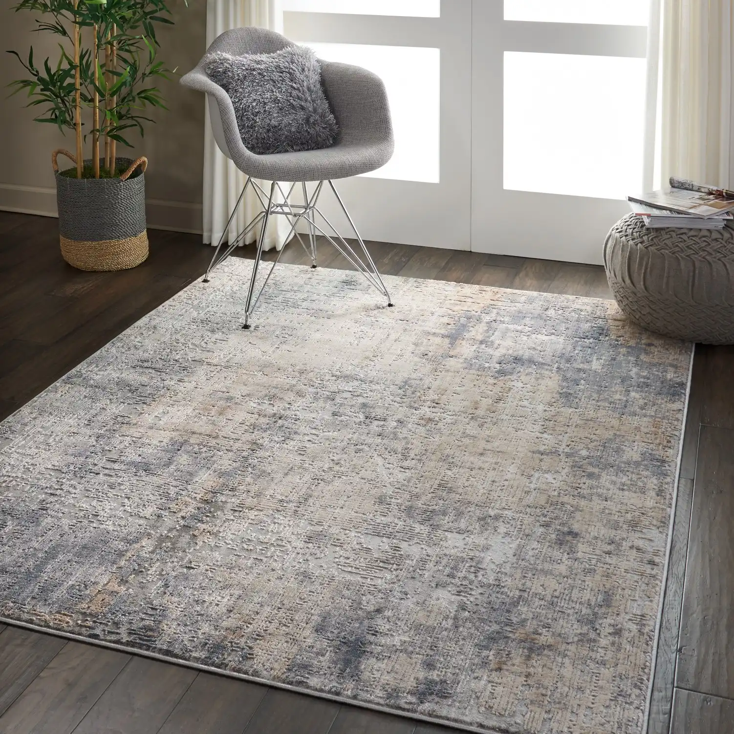 Rustic Textures RUS01 Grey Beige Rug - Image 3