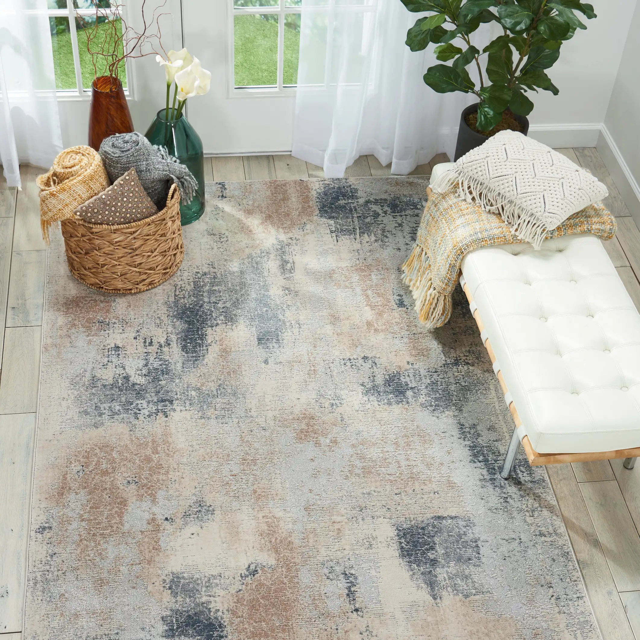 Rustic Textures RUS02 Beige Grey Rug